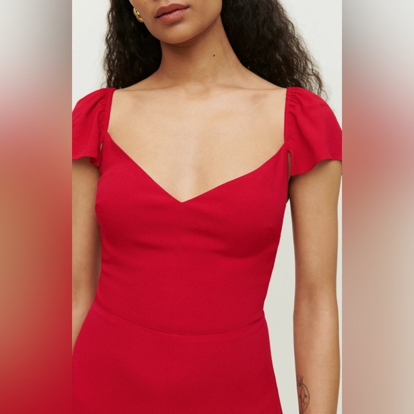 NEW Reformation Baxley Midi Dress in Cherry Red | size 4 - Picture 4 of 15